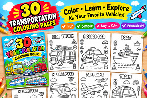 Transportation Coloring Book for Kid