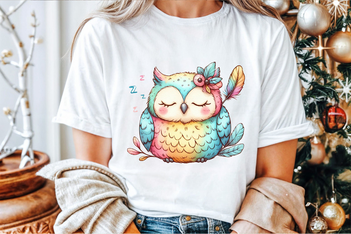 Cute Sleeping Baby Owl Clipart, an Illustration by Sublimation Artist (Photo 4 of 9)