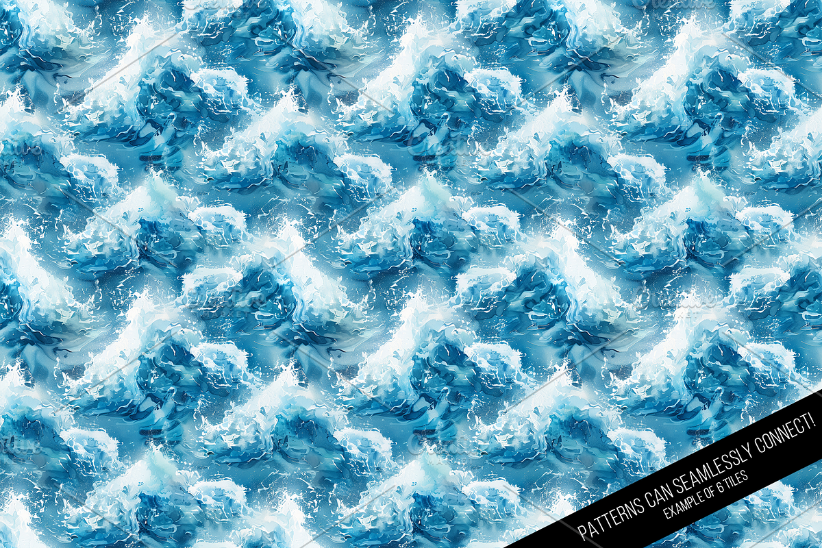 Watercolor Waves Digital Paper, a Pattern Graphic by Chromolume Studio (Photo 21 of 28)