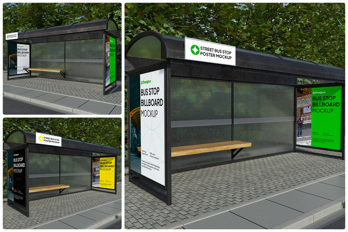 Bus Stop Billboard Mockup, an Advertising Mockup by Unerispace (Photo 1 of 5)