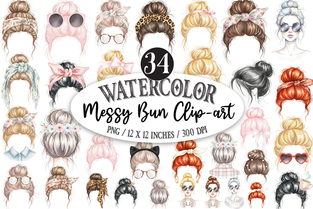 Messy Bun Clip-art, an Illustration by Designking (Photo 1 of 5)