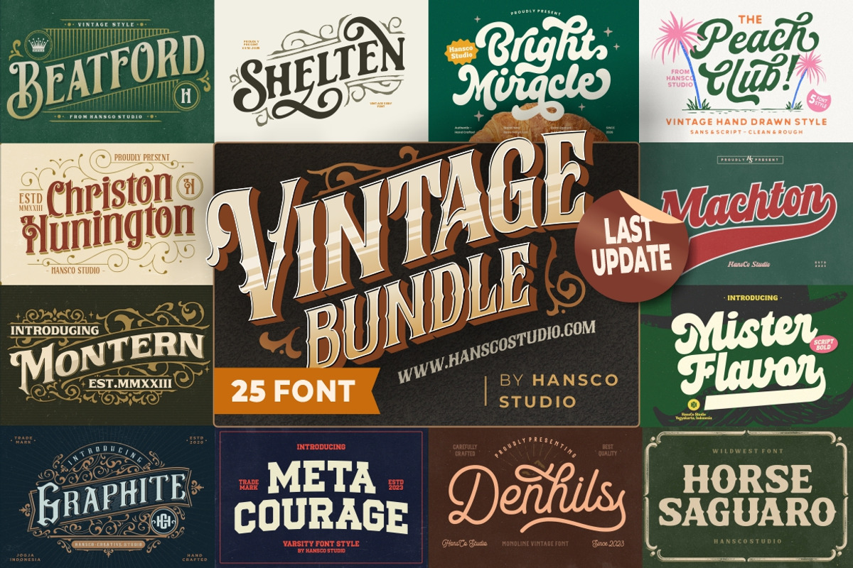 Amazed Vintage Font Bundle - SALE!, a Serif Font by HansCo Studio (Photo 1 of 13)