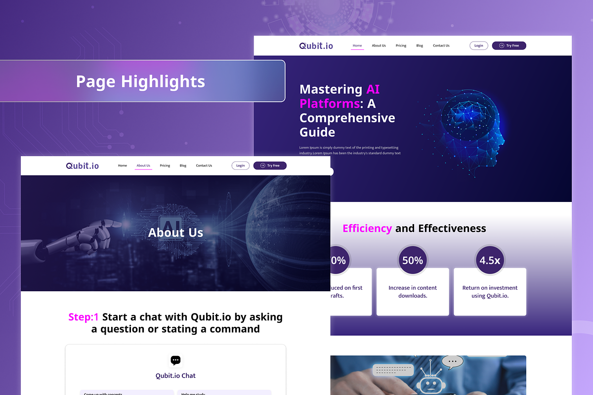 Qubit.io AI Platform Website UI Kit, an UI Kit Template by Uptechies (Photo 2 of 4)