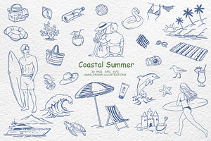 Coastal Summer Line Art