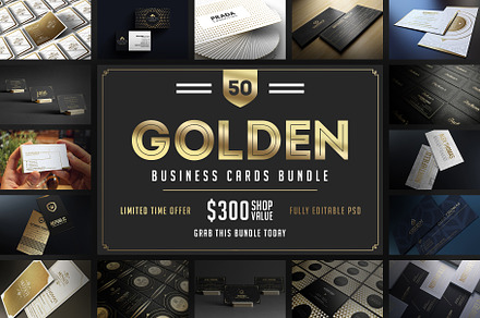 50 Golden Business Cards Bundle