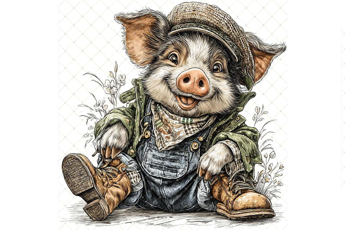 Piglet In Outfit Clipart JPG, an Animal Illustration by Memories By Lea (Photo 13 of 20)