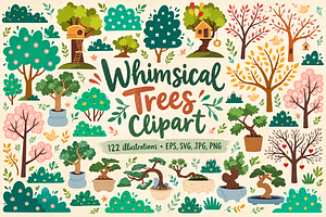 Whimsical Trees Clipart, a Decorative Illustration by Anna Studio