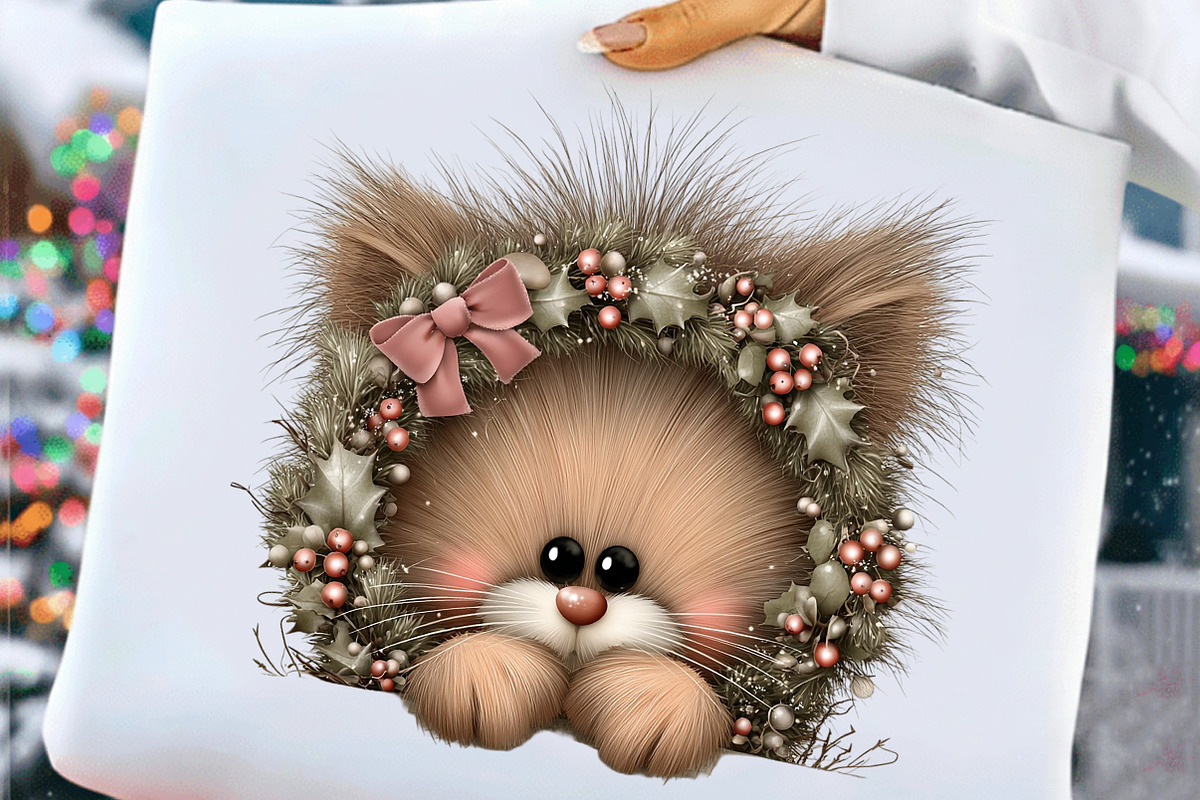Whimsical Christmas Cat Clipart, an Illustration by Craft Nest (Photo 3 of 10)