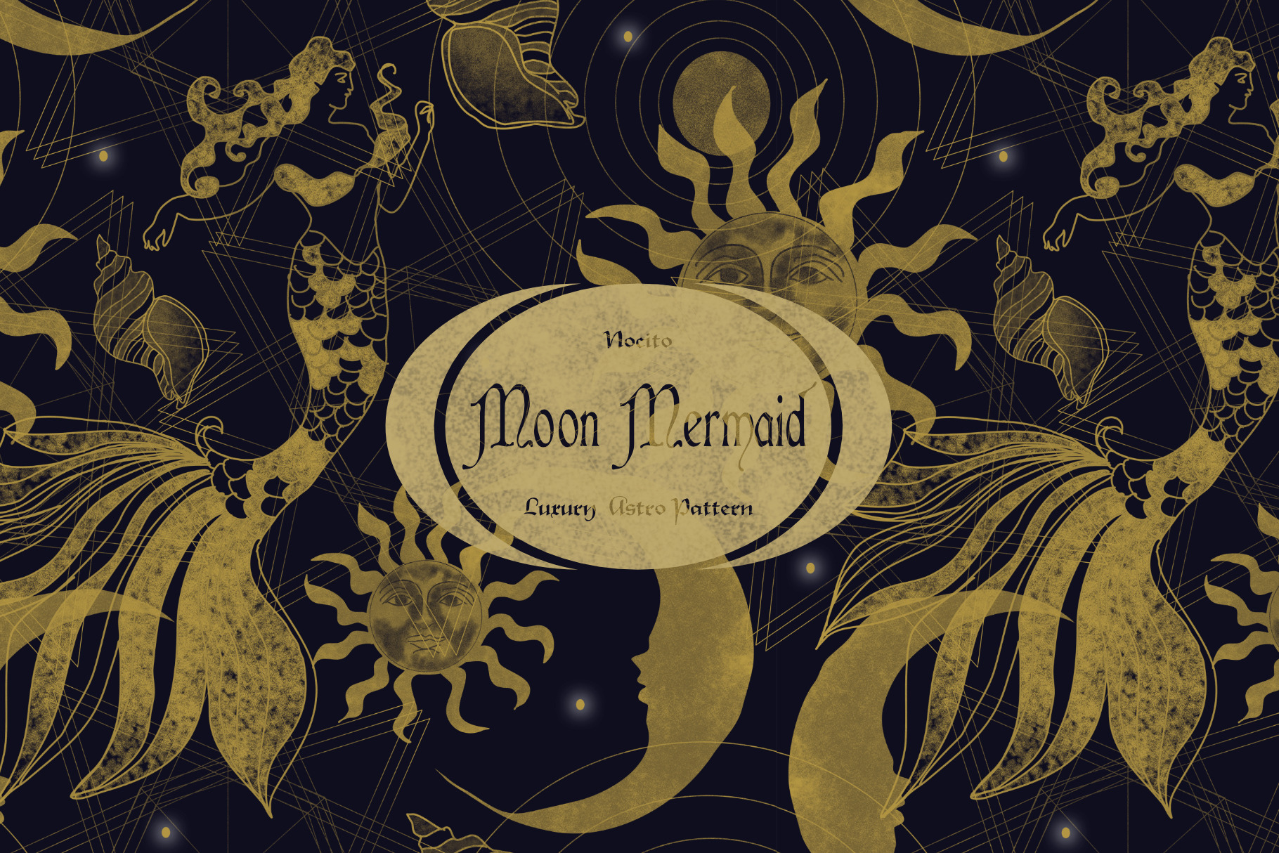 Moon Mermaid, Luxury Astro Pattern, a Pattern Graphic by Nocito Design
