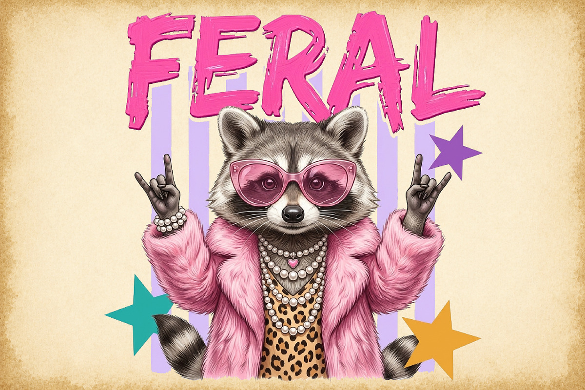 Feral Funny Raccoon PNG, a Work Illustration by Sublimation Artist (Photo 1 of 9)