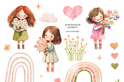 Flower Girls. Watercolor set, a Decorative Illustration by AlineArtStore (Thumbnail 2 of 8)
