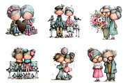 funny watercolor valentine old coupl, an Illustration by CreationArt (Thumbnail 2 of 5)