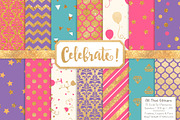Crayon Box Gold Foil Digital Papers, a Pattern Graphic by Amanda Ilkov (Thumbnail 1 of 4)