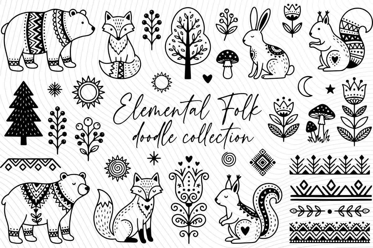 Folk Art Animal Clipart Bundle, a Graphic by PassionPNGcreation (Photo 1 of 6)