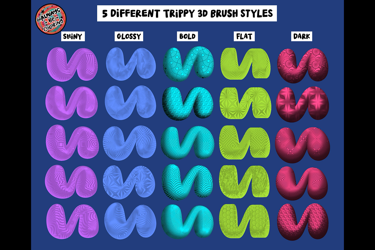 Procreate Trippy 3D Brush Set, a Brush Add-On by AlwaysBeColoring (Photo 4 of 15)