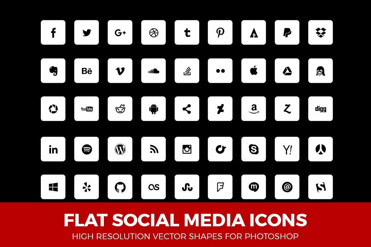 Social Media Icons Round White