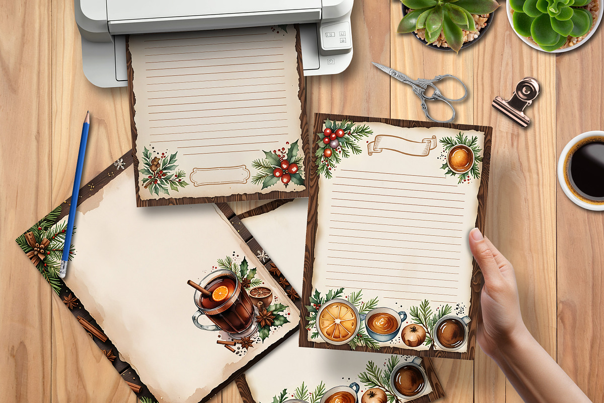 Vintage Christmas Recipe Pages Set, a Stationery Template by V Design Creator (Photo 5 of 9)