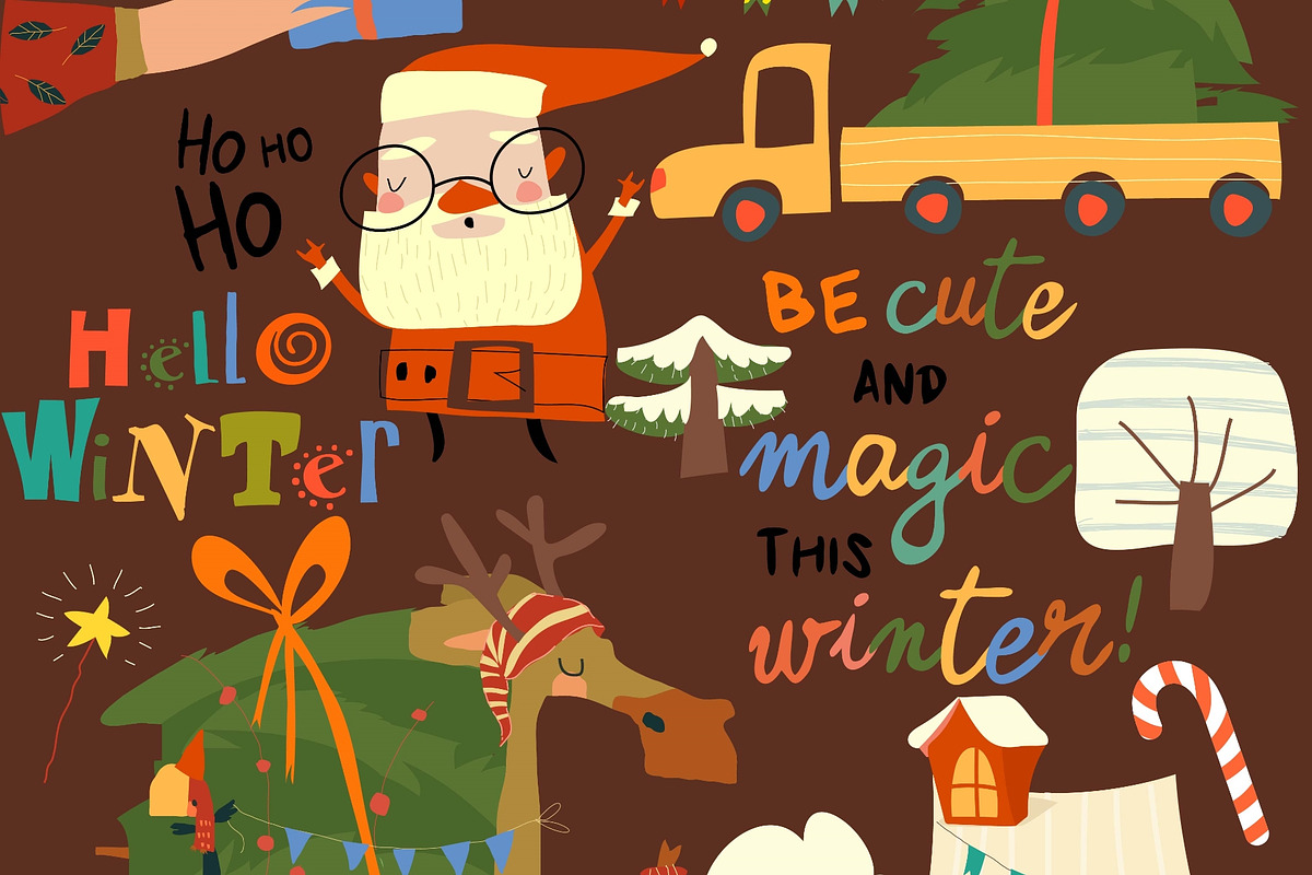 Cute Cartoon Set With Santa Claus, an Object Illustration by Maria Starus (Photo 2 of 3)