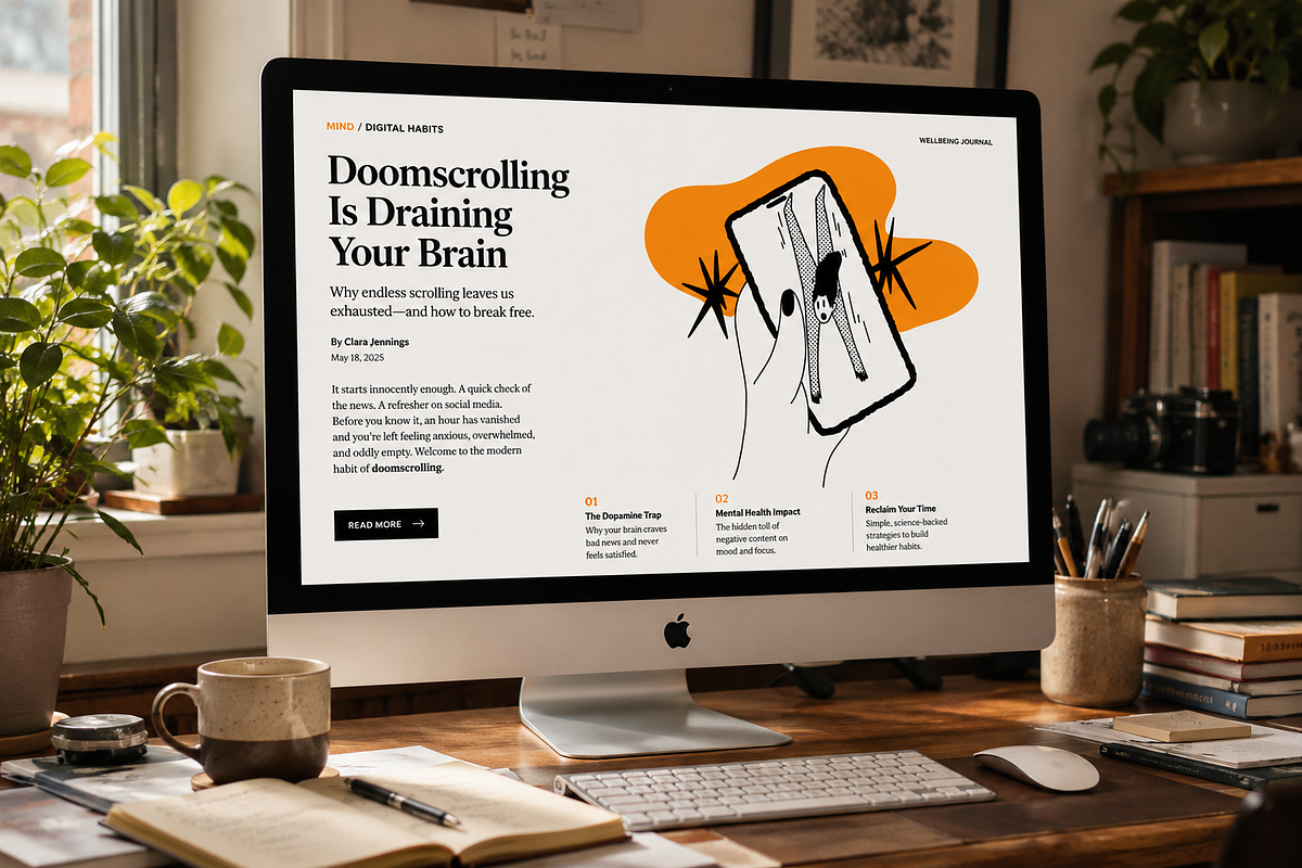 Doomscrolling Concept Illustration, a Technology Illustration by Ilustaria (Photo 3 of 3)