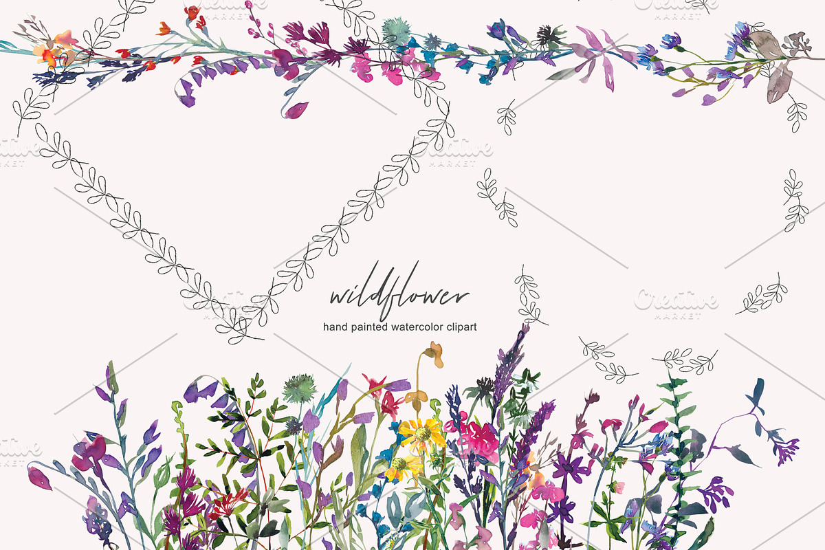 Watercolor Wildflower Clipart, an Illustration by Patishop Art (Photo 3 of 9)