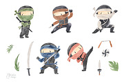 NINJA. Watercolor clipart, an Illustration by OlliArtDesign (Thumbnail 2 of 5)