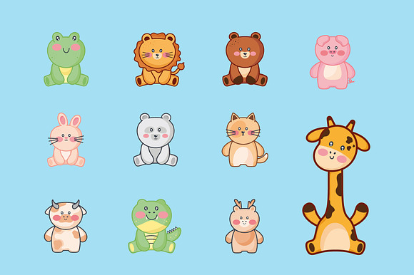 Kawaii Animal Vector Set preview 2