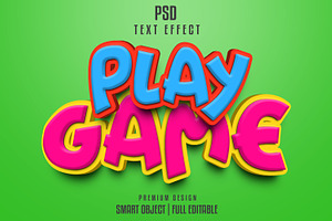 Play Game 3d Text Effect PSD