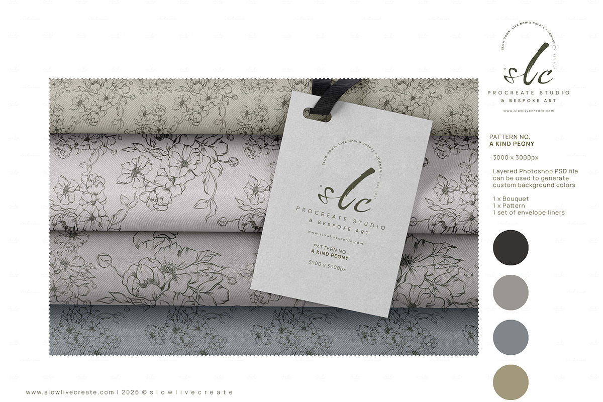 Envelope Liners | Peony Line Drawing, a Stationery Template by slowlivecreate (Photo 3 of 3)