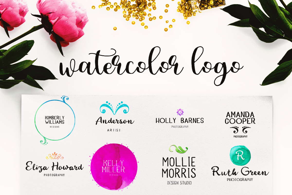 Watercolor Logo Kit + 8 Fonts!, a Branding & Logo Template by BilberryCreates (Photo 7 of 10)