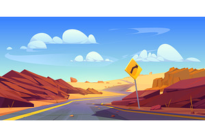 Curve Desert Road Landscape Vector