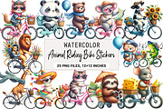 Animal Riding Bike Stickers Clipart, an Illustration by DreamArtGraphic (Thumbnail 1 of 3)