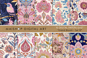 Vintage Boho Floral Digital Paper, a Pattern Graphic by Maishop (Thumbnail 1 of 3)