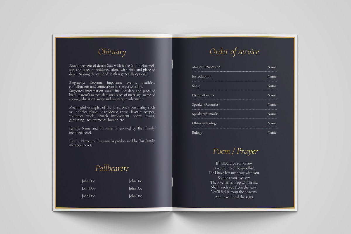 funeral program printing template, a Templates & Theme by TemplateLab (Photo 2 of 2)