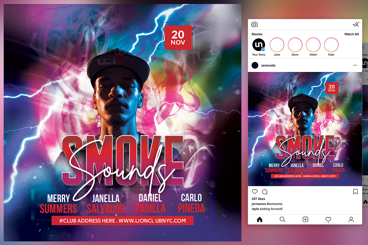 Smoke Sounds Flyer, a Flyer Template by KiraYamato Design Studio