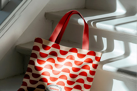 Canvas Tote Bag Mockup with Shadow