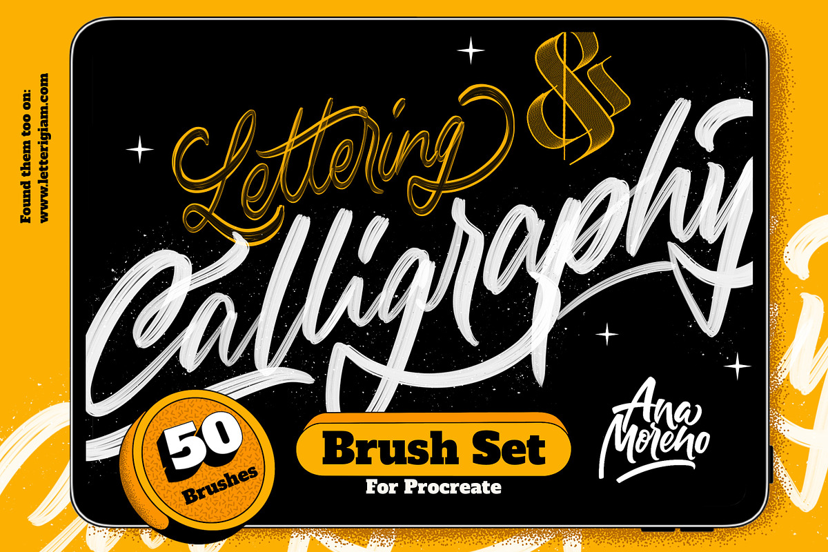 Lettering & Calligraphy Brush Set, a Brush Add-On by Ana Moreno | Letteringiam (Photo 1 of 9)
