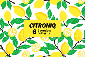 Fresh Lemon Seamless Pattern Set