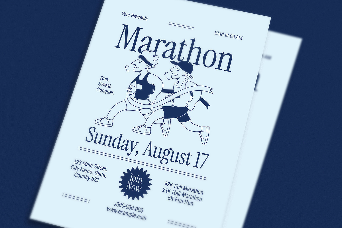 Retro Cartoon Marathon Flyer preview 3