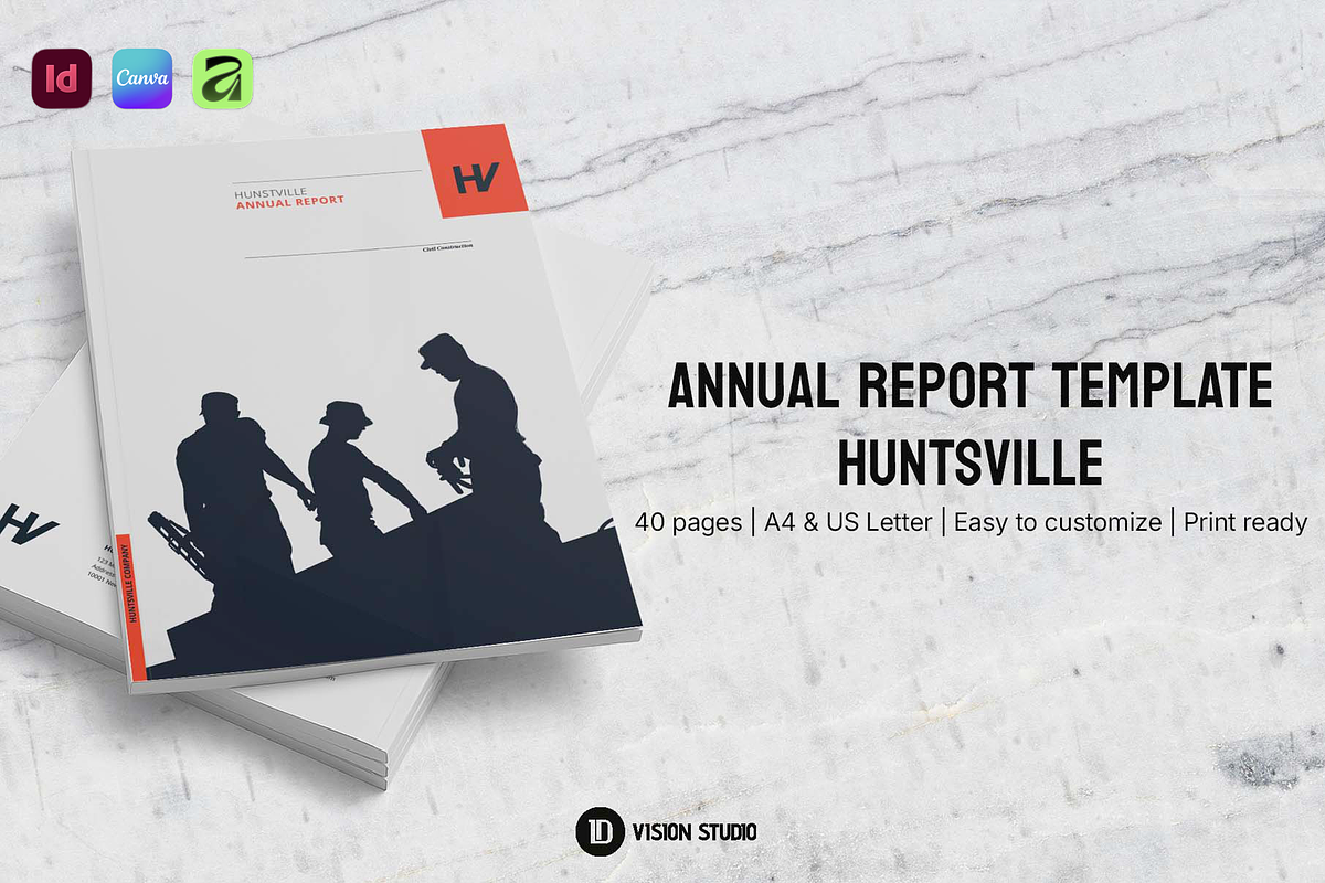 Annual Report InDesign Canva, a Brochure Template by ID Vision Studio (Photo 1 of 17)