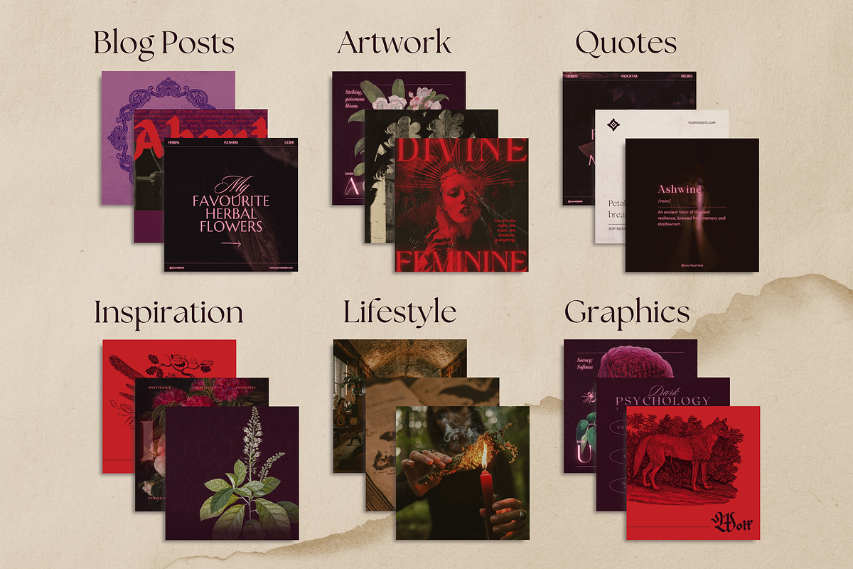 Dark Apothecary Social Media Bundle, a Social Media Template by The Flossy Finch (Photo 10 of 17)