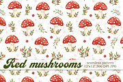 Autumn Red Mushrooms pattern, a Pattern Graphic by Kreeya Art Shop (Thumbnail 1 of 14)