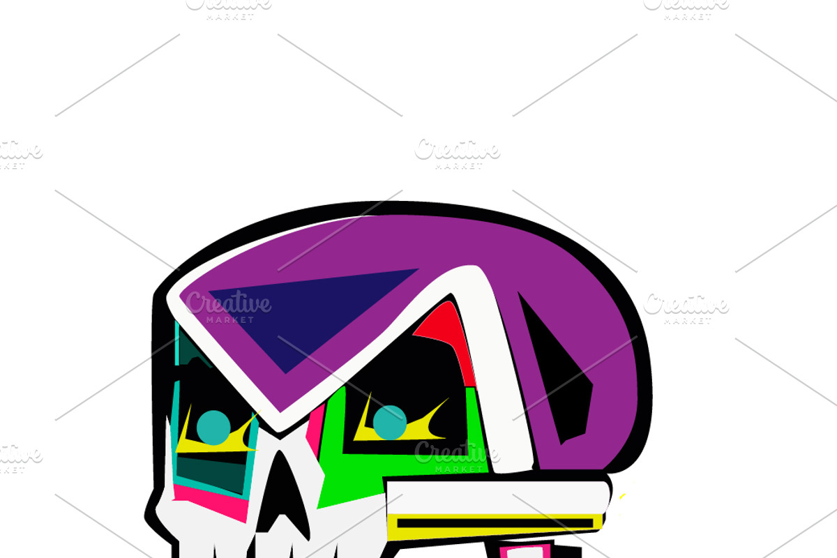Robot skull colorful with teeth, a Background Graphic by TeaGraphicDesign (Photo 3 of 3)