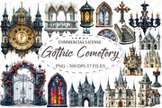 Watercolor Gothic Palace Clipart, an Illustration by designcity5 (Thumbnail 1 of 5)