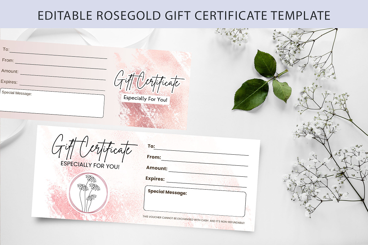Rosegold Printable Gift Card, a Design Template by Snapybiz (Photo 3 of 9)