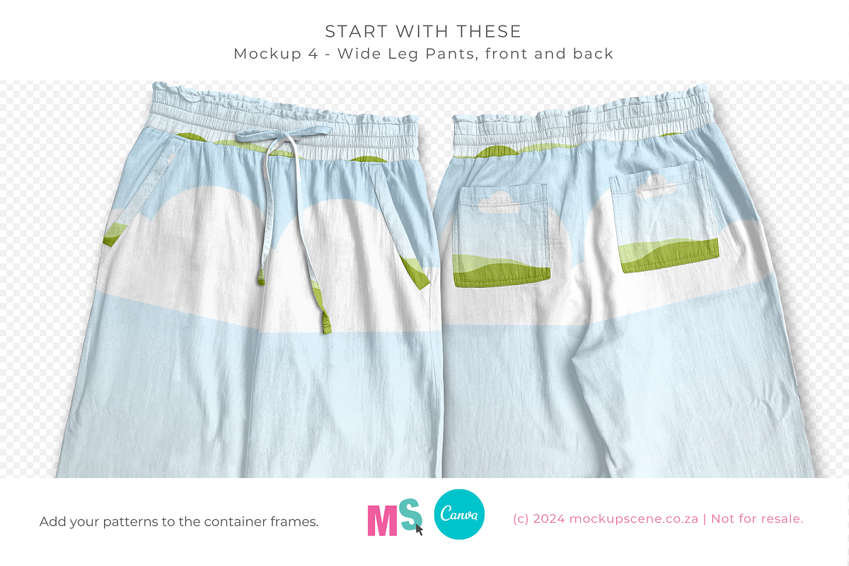 Wide Leg Cotton Pants Canva Mockup, a Bottom Mockup by Mockup Scene (Photo 9 of 16)