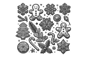 Vintage Christmas Cookies and, an Object Illustration by AlexArt