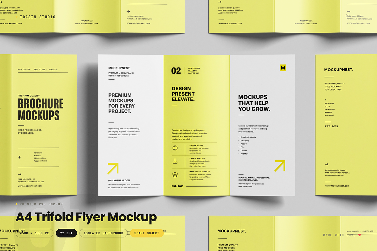 A4 Trifold Flyer Mockup, an Advertising Mockup by Toasin Studio (Photo 1 of 5)
