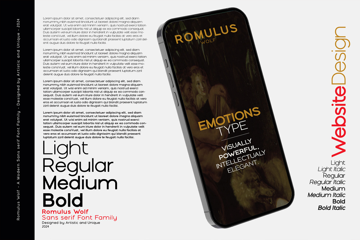 Romulus Wolf-Sans serif font family, a Sans Serif Font by Artistic & Unique (Photo 15 of 15)