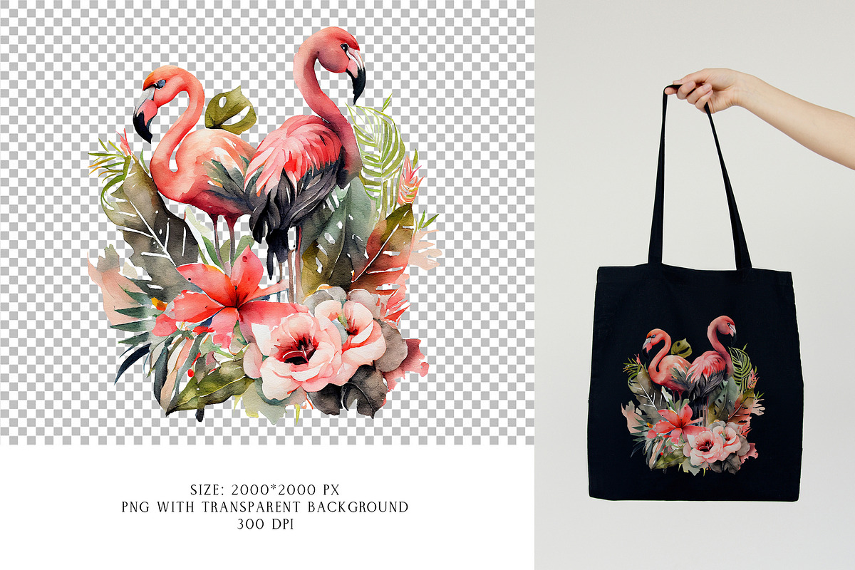 Watercolor Tropical Flamingos, an Animal Illustration by Vasmila (Photo 6 of 9)
