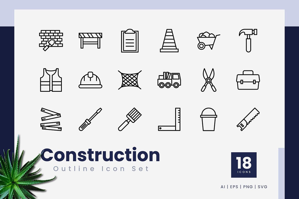Construction Outline Icons, an Outline Icon by Zeer Graphic